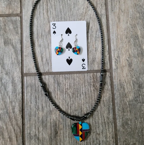 Navajo Multi Stone Necklace and Earrings Set - Picture 7 of 10